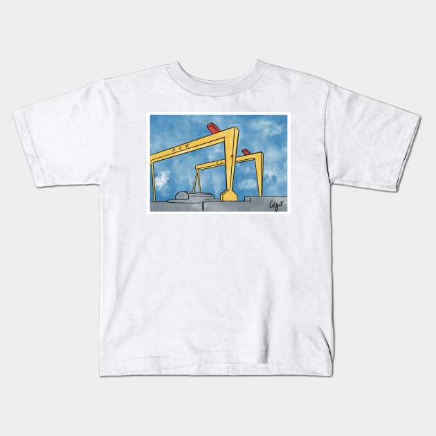 Harland And Wolff | Belfast Cranes Kids T-Shirt by Colzo Art